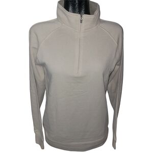 Burnside Cream Quarter-Zip Pullover High Neck Top Size Small
